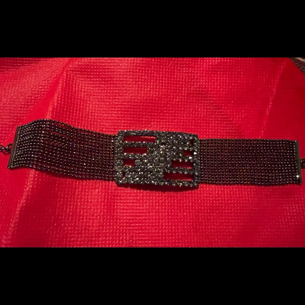 Black Gem Studded Fringe Bracelet
